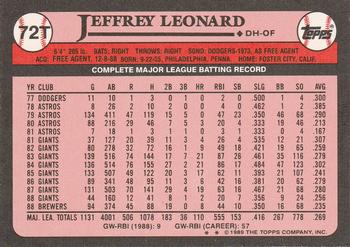 Jeffrey Leonard  baseball card collectible - Main Image 2