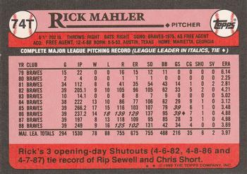 Rick Mahler  baseball card collectible - Main Image 2