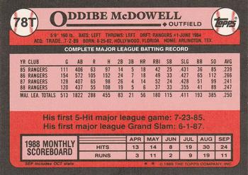 Oddibe McDowell  baseball card collectible - Main Image 2