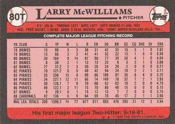 Larry McWilliams  baseball card collectible - Main Image 2