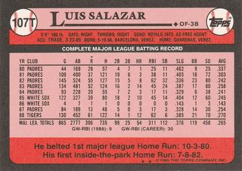 Luis Salazar  baseball card collectible - Main Image 2