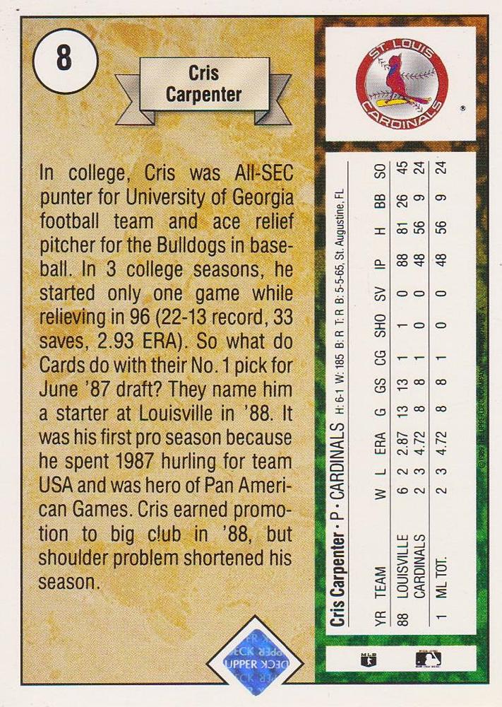 Cris Carpenter  baseball card collectible - Main Image 2