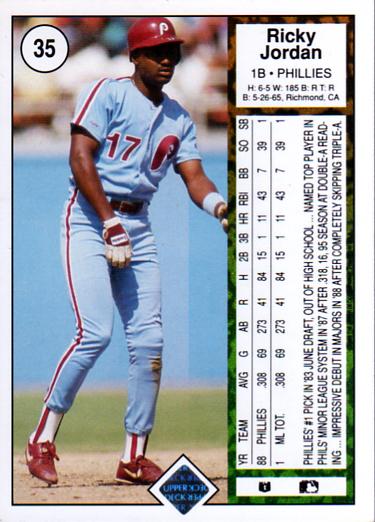 Ricky Jordan  baseball card collectible - Main Image 2