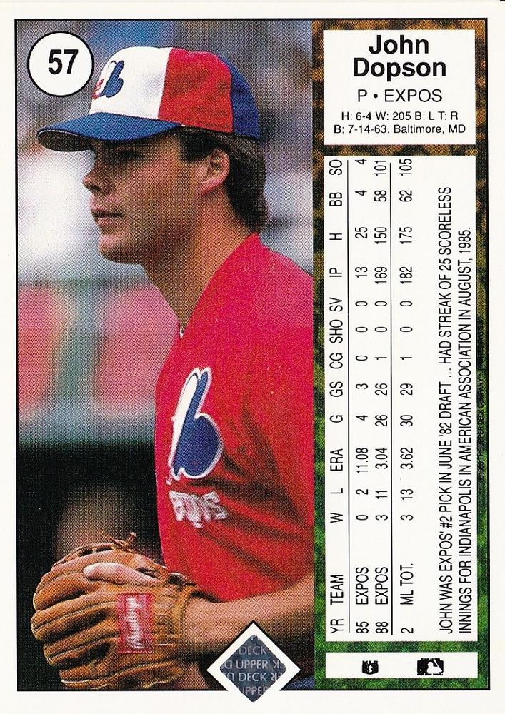 John Dopson  baseball card collectible - Main Image 2
