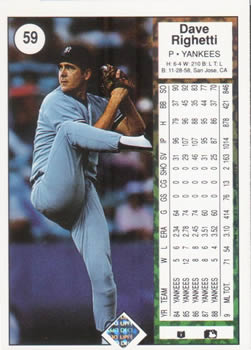 Dave Righetti  baseball card collectible - Main Image 2