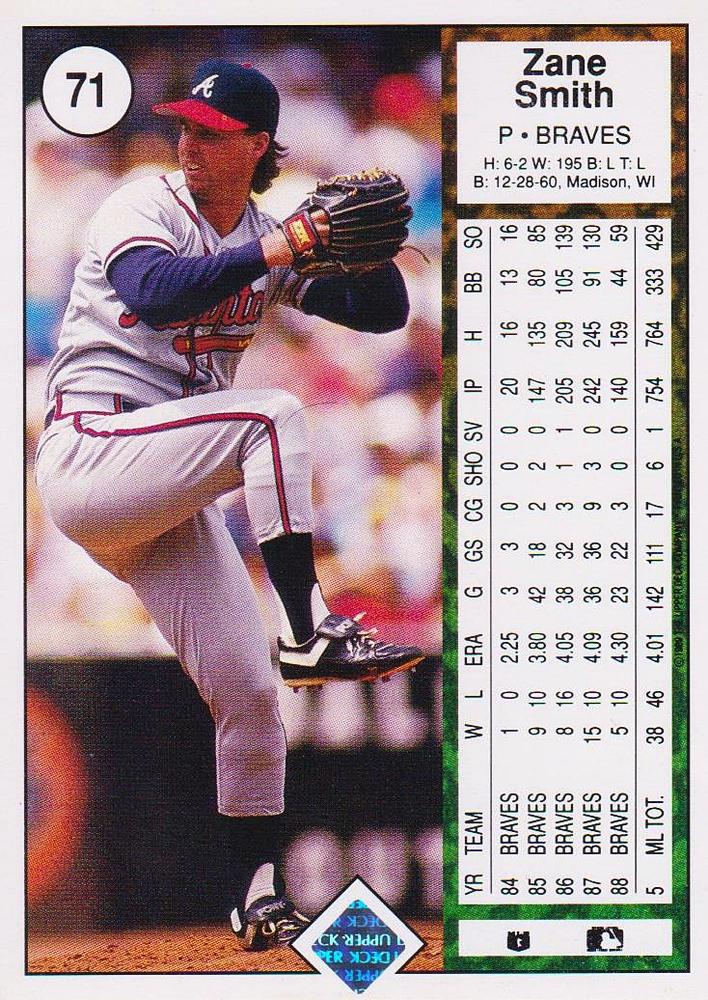 Zane Smith  baseball card collectible - Main Image 2