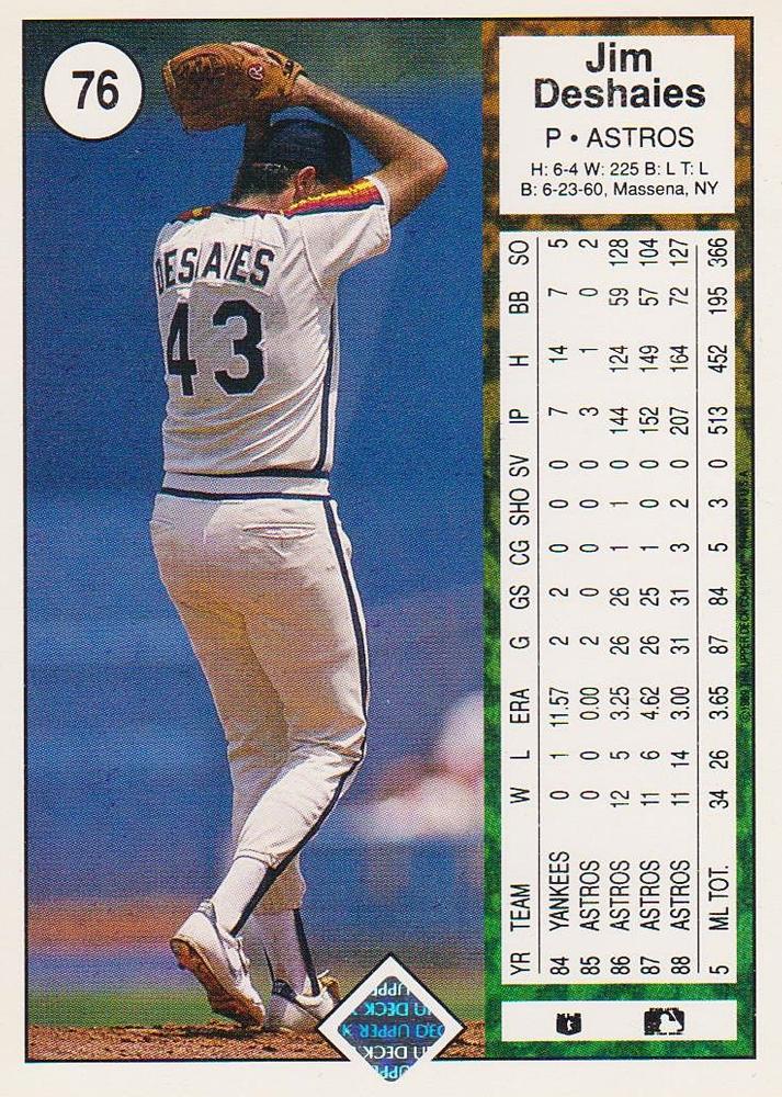 Jim Deshaies  baseball card collectible - Main Image 2