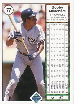 Bobby Meacham  baseball card collectible - Main Image 2