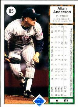 Allan Anderson  baseball card collectible - Main Image 2