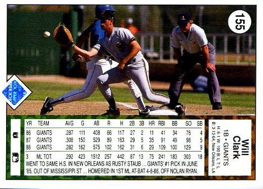 Will Clark  baseball card collectible - Main Image 2