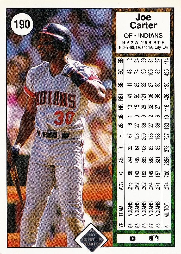 Joe Carter  baseball card collectible - Main Image 2