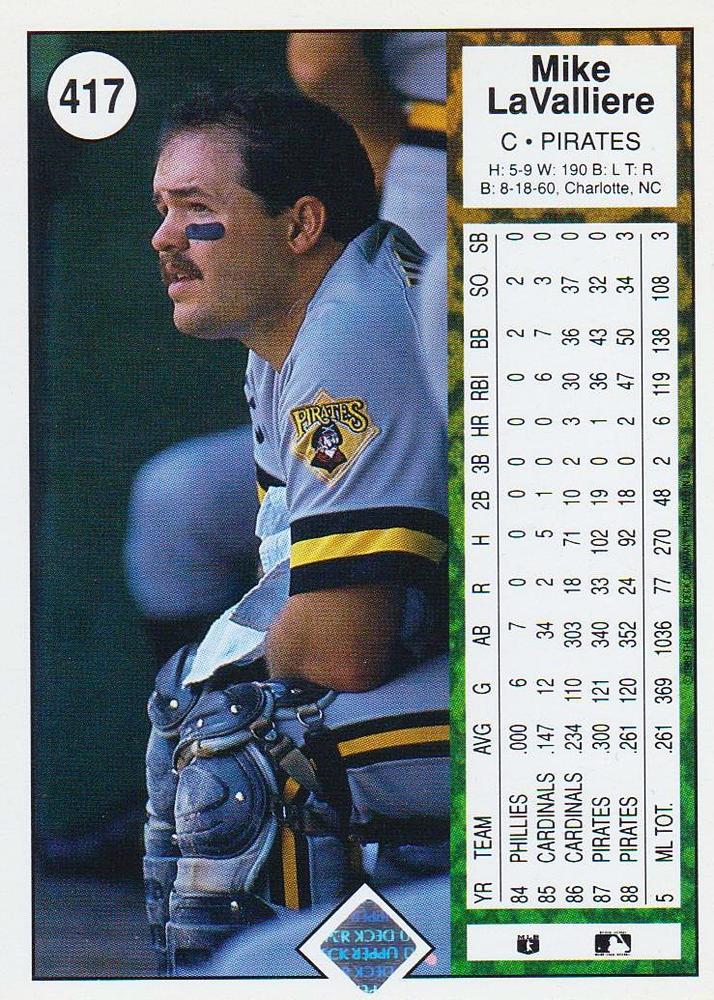 Mike LaValliere  baseball card collectible - Main Image 2