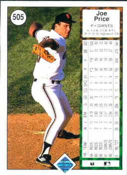 Joe Price  baseball card collectible - Main Image 2