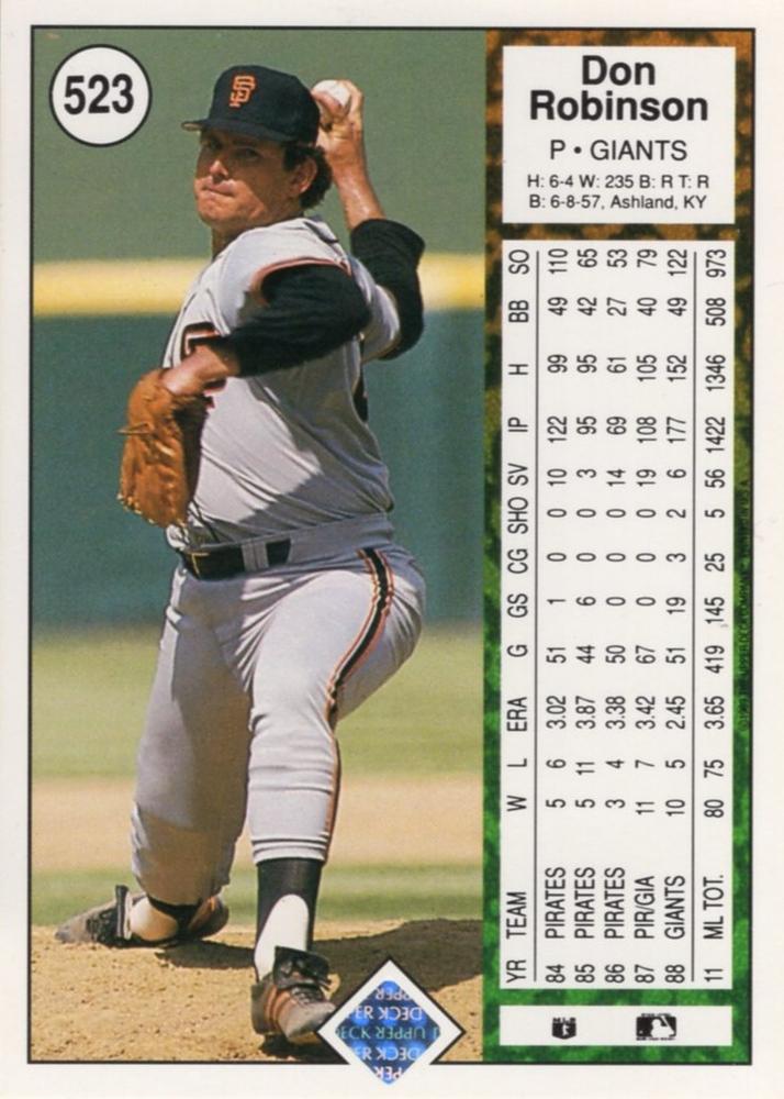 Don Robinson  baseball card collectible - Main Image 2