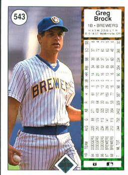 Greg Brock  baseball card collectible - Main Image 2