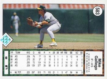 Mike Gallego  baseball card collectible - Main Image 2