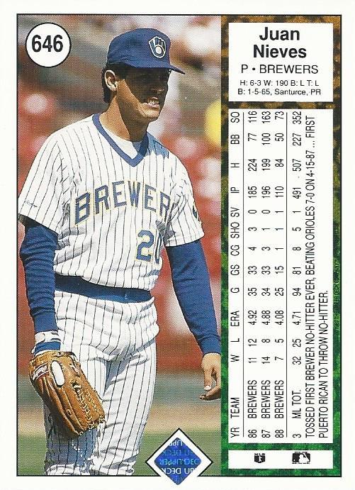 Juan Nieves  baseball card collectible - Main Image 2