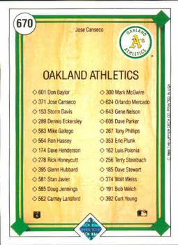 Jose Canseco  baseball card collectible - Main Image 2