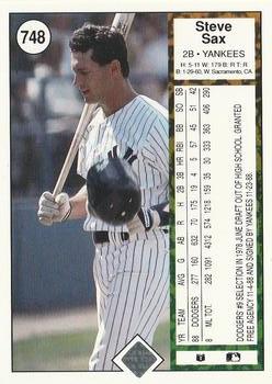 Steve Sax  baseball card collectible - Main Image 2