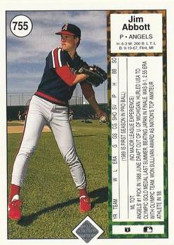 Jim Abbott  baseball card collectible - Main Image 2