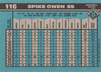 Spike Owen  baseball card collectible - Main Image 2
