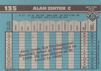 Alan Zinter  baseball card collectible - Main Image 2