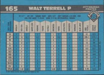 Walt Terrell  baseball card collectible - Main Image 2