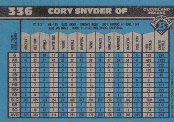 Cory Snyder  baseball card collectible - Main Image 2
