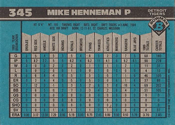Mike Henneman  baseball card collectible - Main Image 2