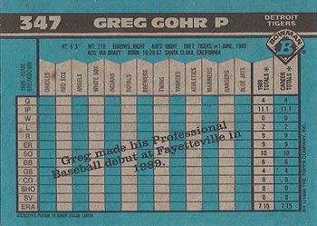 Greg Gohr  baseball card collectible - Main Image 2