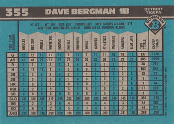Dave Bergman  baseball card collectible - Main Image 2