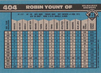 Robin Yount  baseball card collectible - Main Image 2