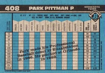 Park Pittman  baseball card collectible - Main Image 2