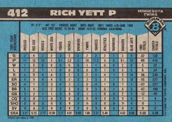 Rich Yett  baseball card collectible - Main Image 2