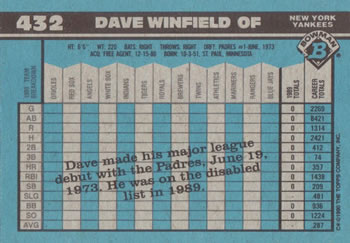 Dave Winfield  baseball card collectible - Main Image 2