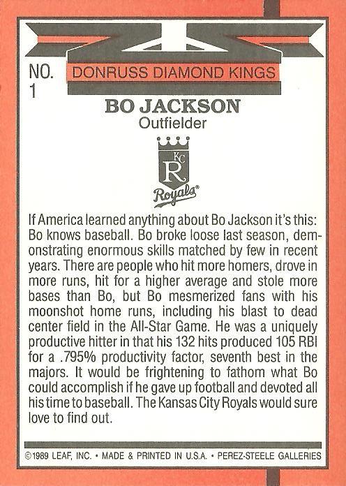 Bo Jackson  baseball card collectible - Main Image 2
