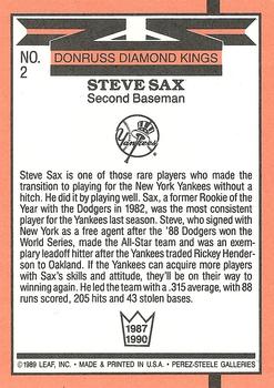 Steve Sax  baseball card collectible - Main Image 2