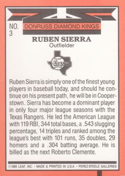 Ruben Sierra  baseball card collectible - Main Image 2
