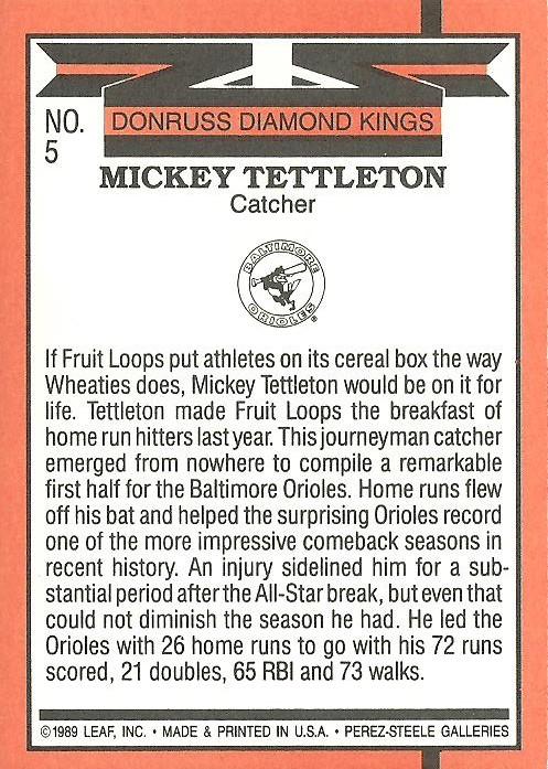 Mickey Tettleton  baseball card collectible - Main Image 2