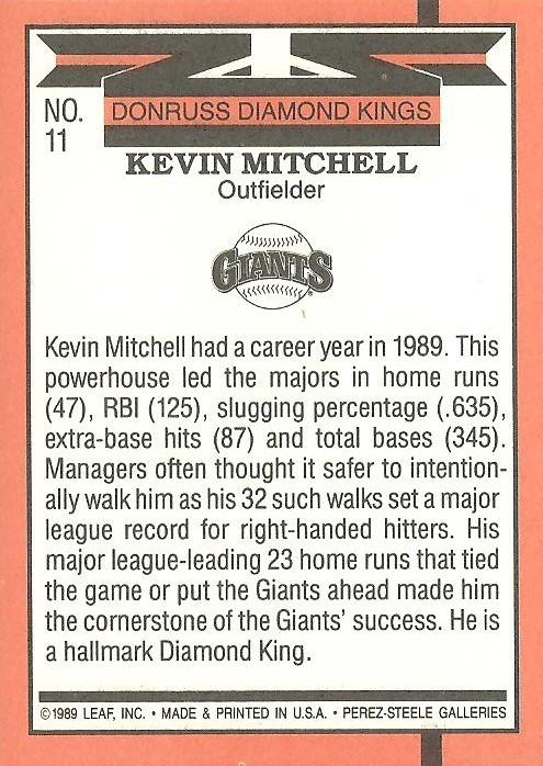 Kevin Mitchell  baseball card collectible - Main Image 2