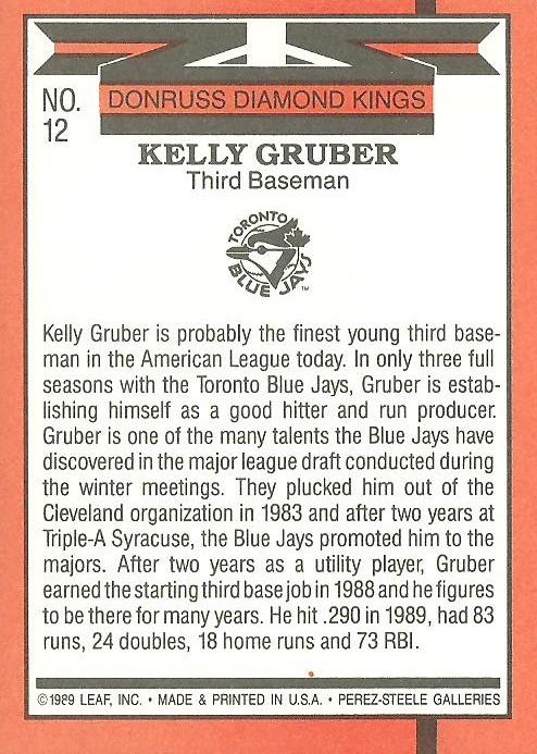 Kelly Gruber  baseball card collectible - Main Image 2