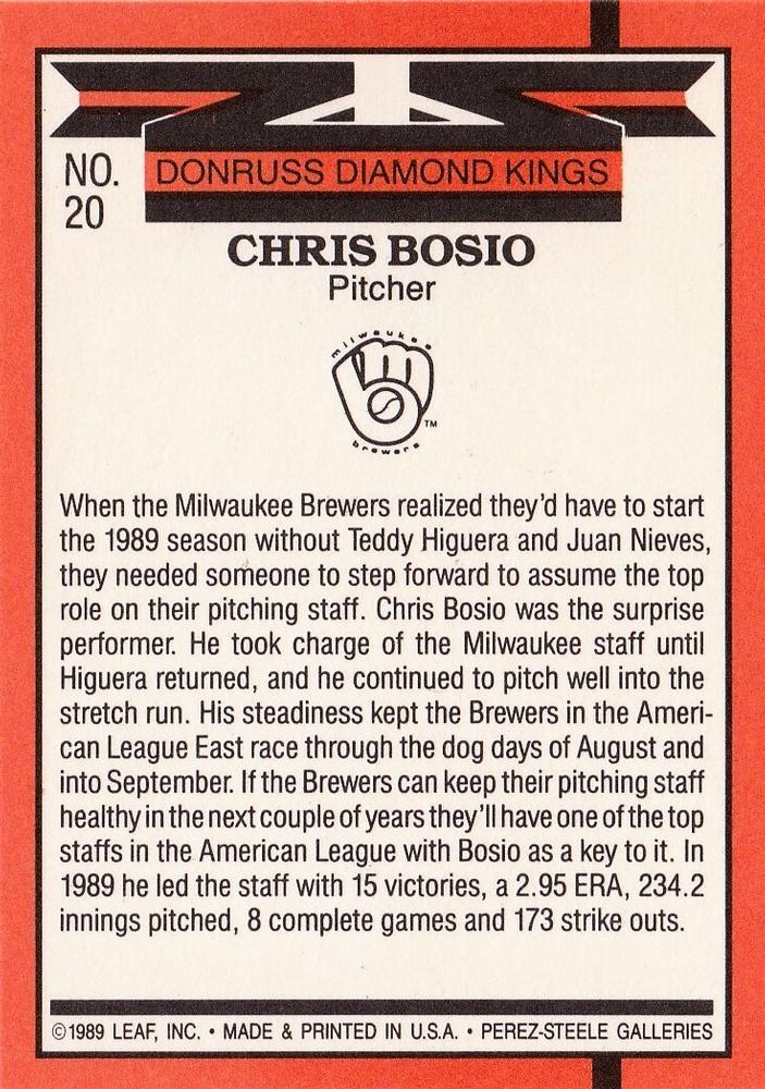 Chris Bosio  baseball card collectible - Main Image 2