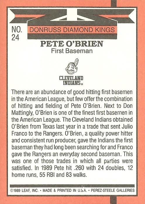 Pete O’Brien  baseball card collectible - Main Image 2