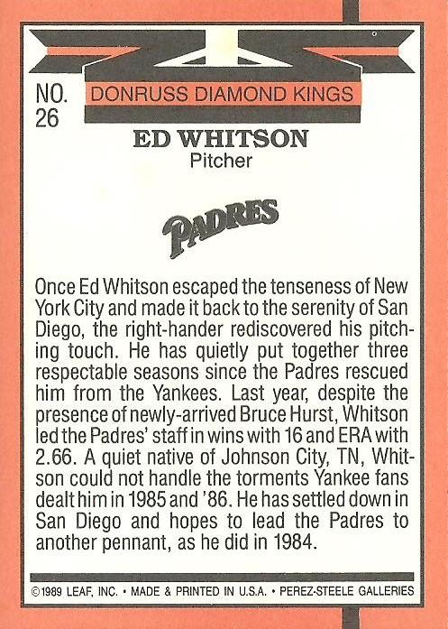 Ed Whitson  baseball card collectible - Main Image 2