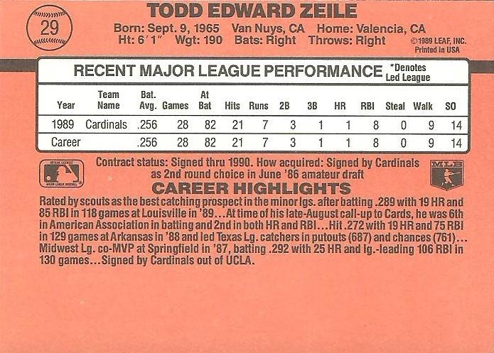 Todd Zeile  baseball card collectible - Main Image 2