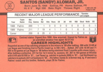 Sandy Alomar, Jr.  baseball card collectible - Main Image 2