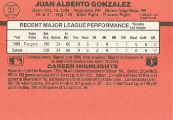 Juan Gonzalez  baseball card collectible - Main Image 2