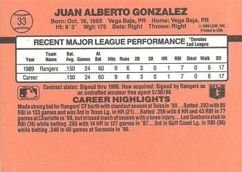 Juan Gonzalez  baseball card collectible - Main Image 2