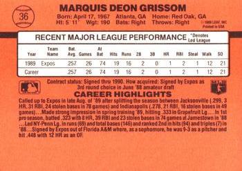 Marquis Grissom  baseball card collectible - Main Image 2