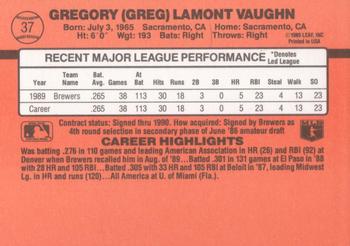 Greg Vaughn  baseball card collectible - Main Image 2